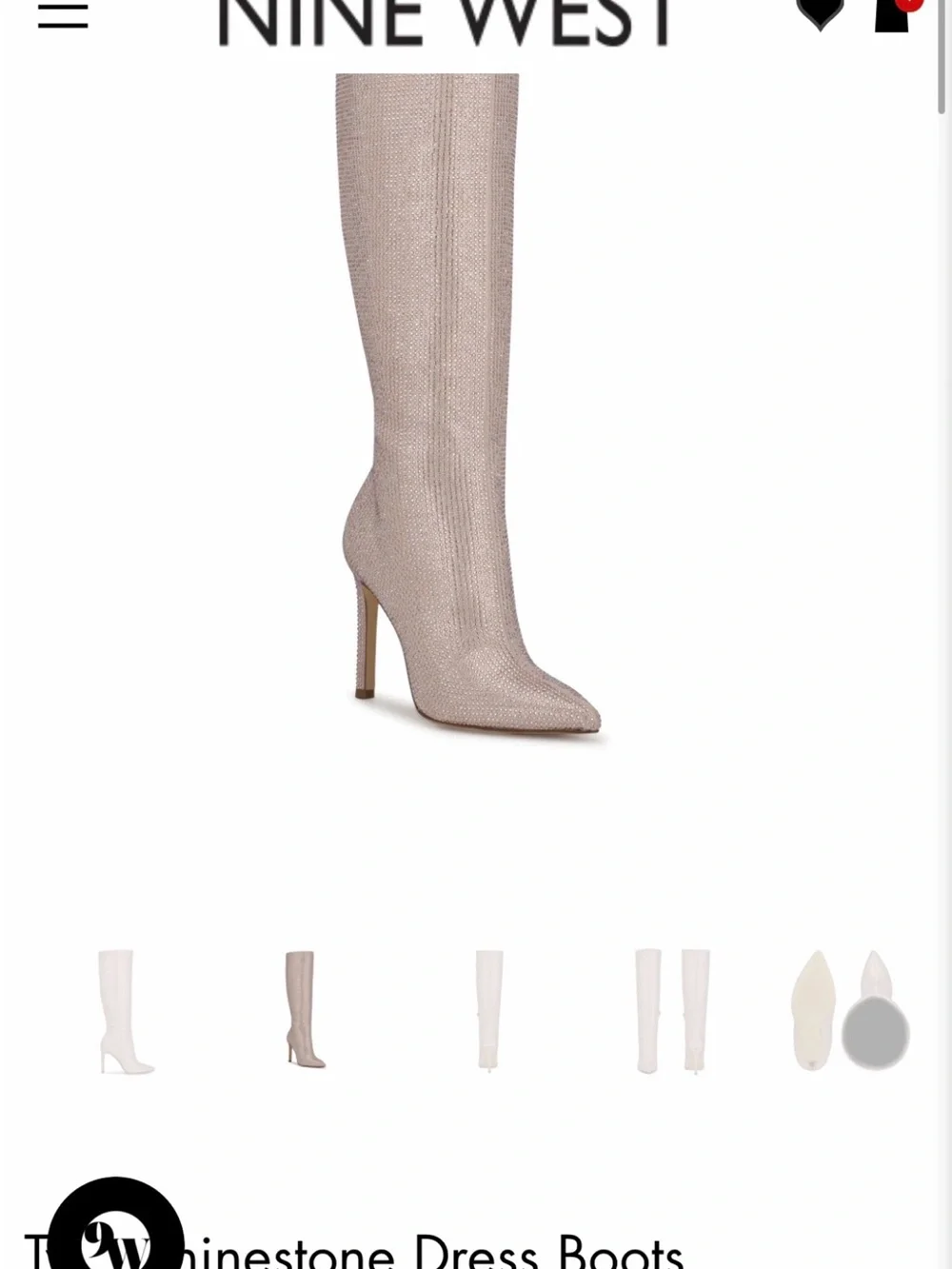 Nine West Silver Rhinestone Over-the-Knee Stiletto Boots